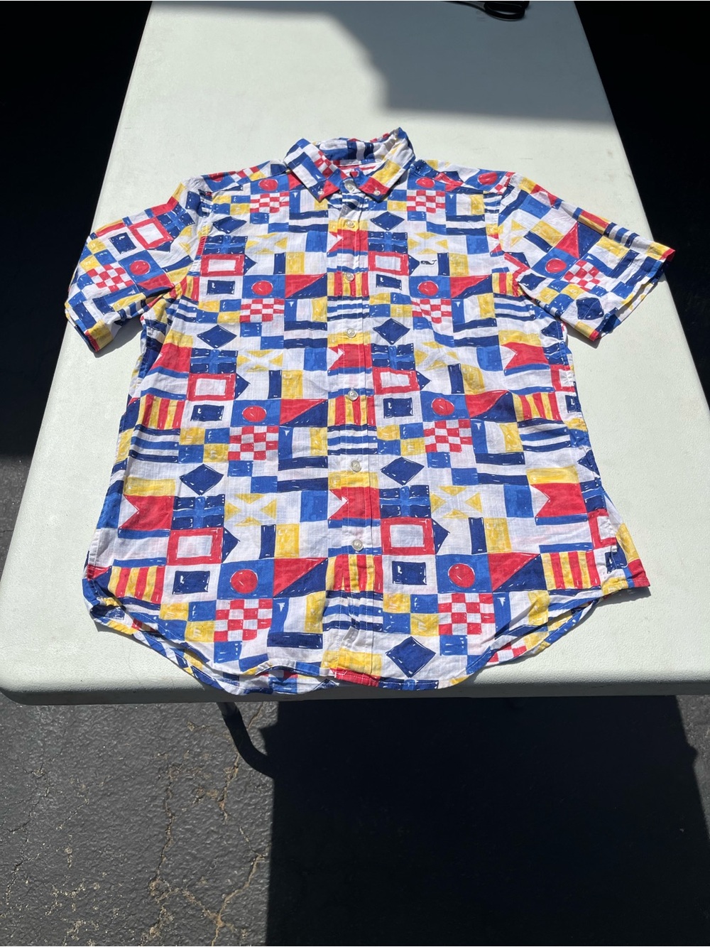 Men’s Vineyard Vines Nautical Flag Print Short Sleeve Button-Up